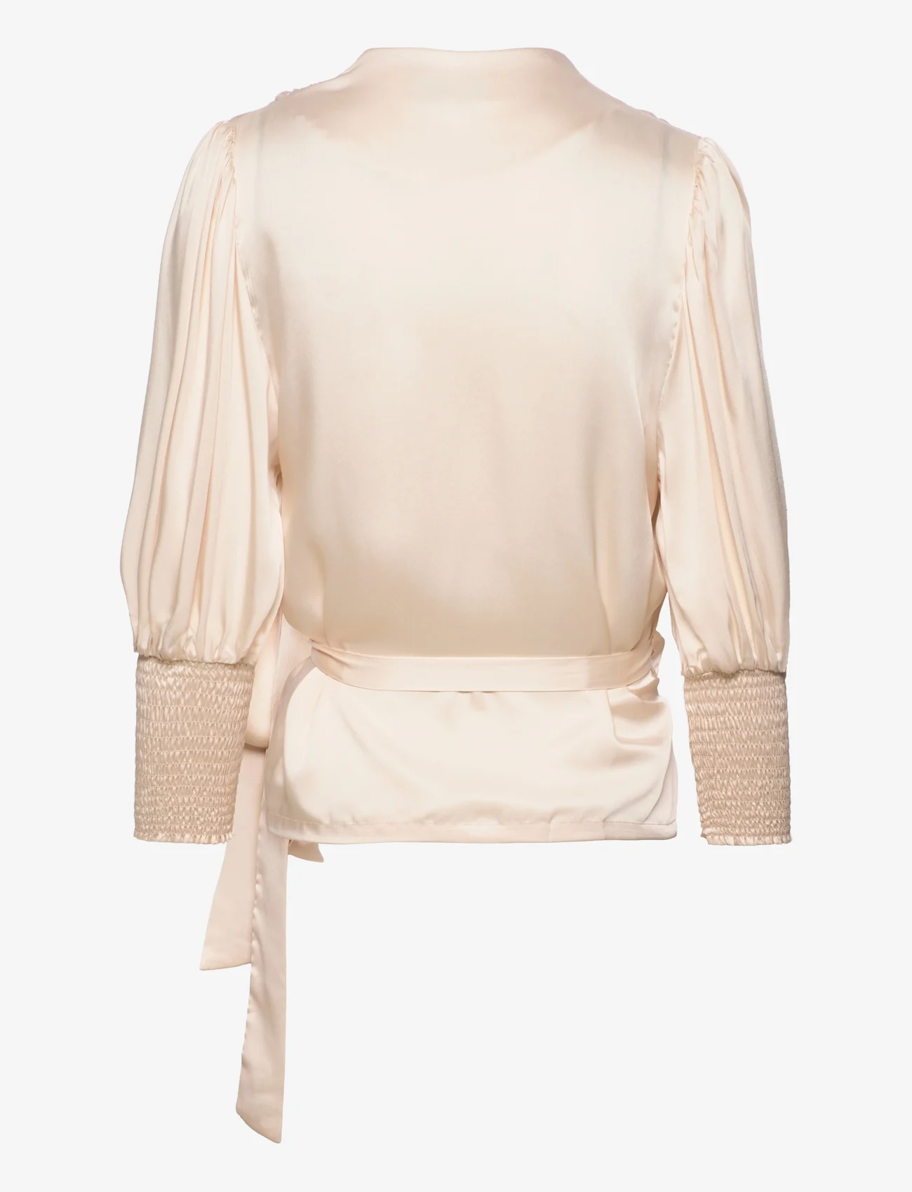 Malina - Hope satin wrap blouse - langermede bluser - soft beige - 1