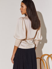 Malina - Hope satin wrap blouse - long-sleeved blouses - soft beige - 3
