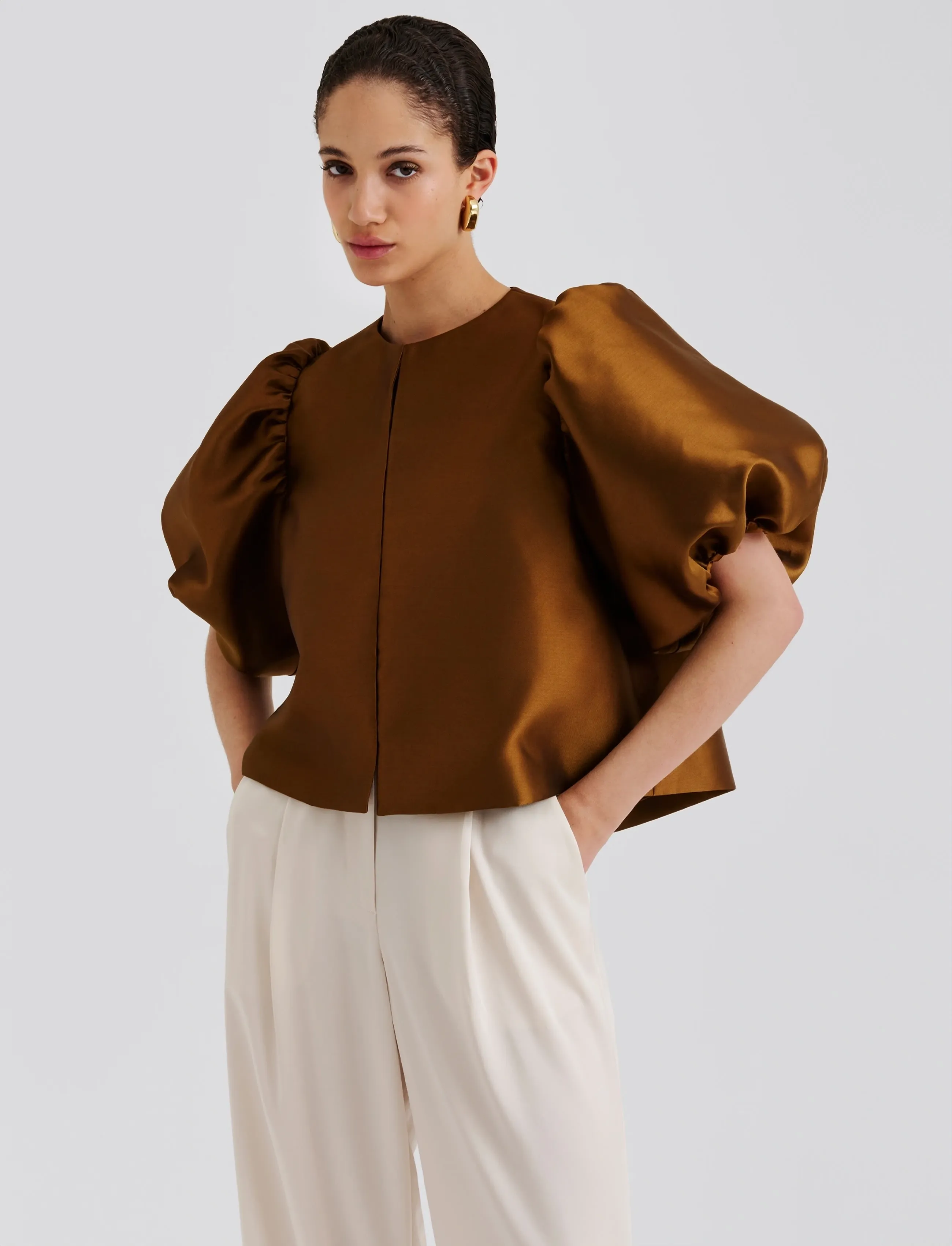 Malina - Cleo Blouse - lyhythihaiset puserot - amber - 3