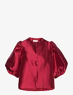 Cleo pouf sleeve blouse - BERRY RED