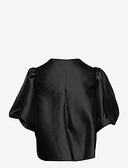By Malina - Cleo pouf sleeve blouse - kortärmade blusar - black - 2