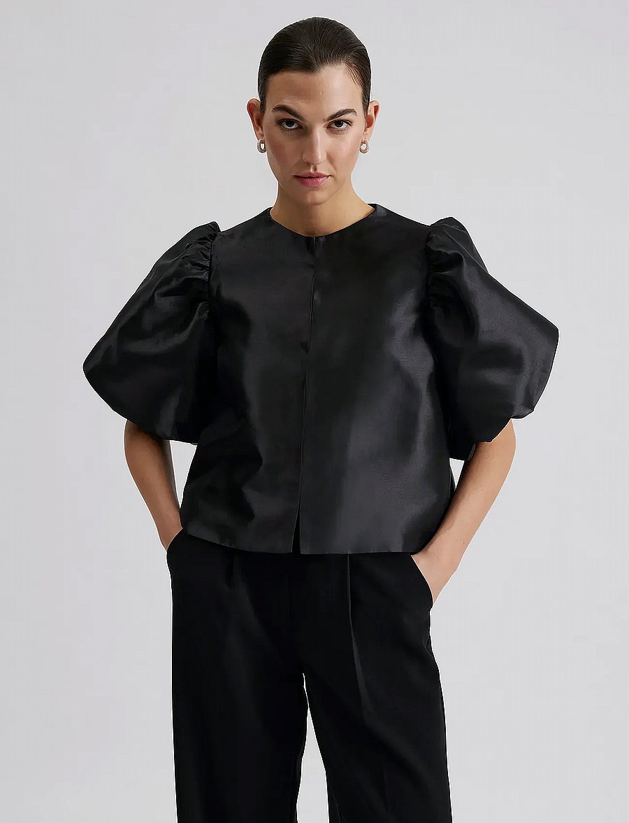Malina - Cleo Blouse - blūzes ar īsām piedurknēm - black - 3