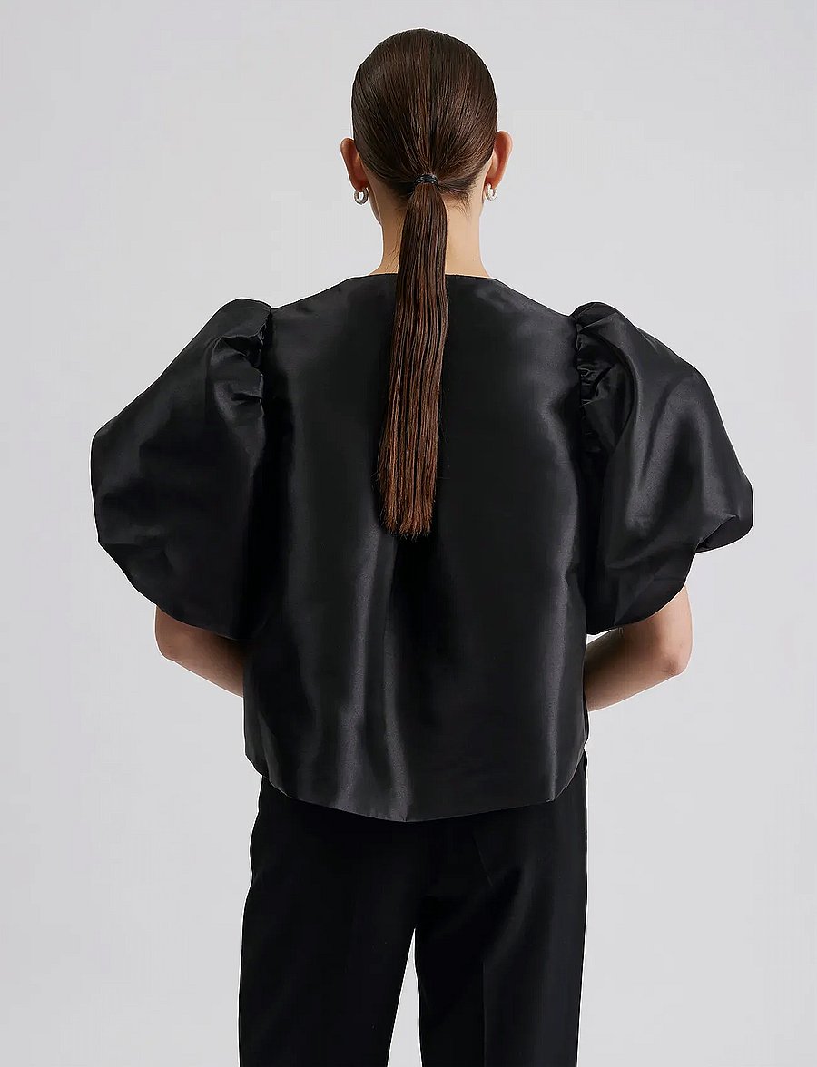 Malina - Cleo Blouse - blūzes ar īsām piedurknēm - black - 4