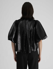 Malina - Cleo pouf sleeve blouse - kortærmede bluser - black sequin - 3
