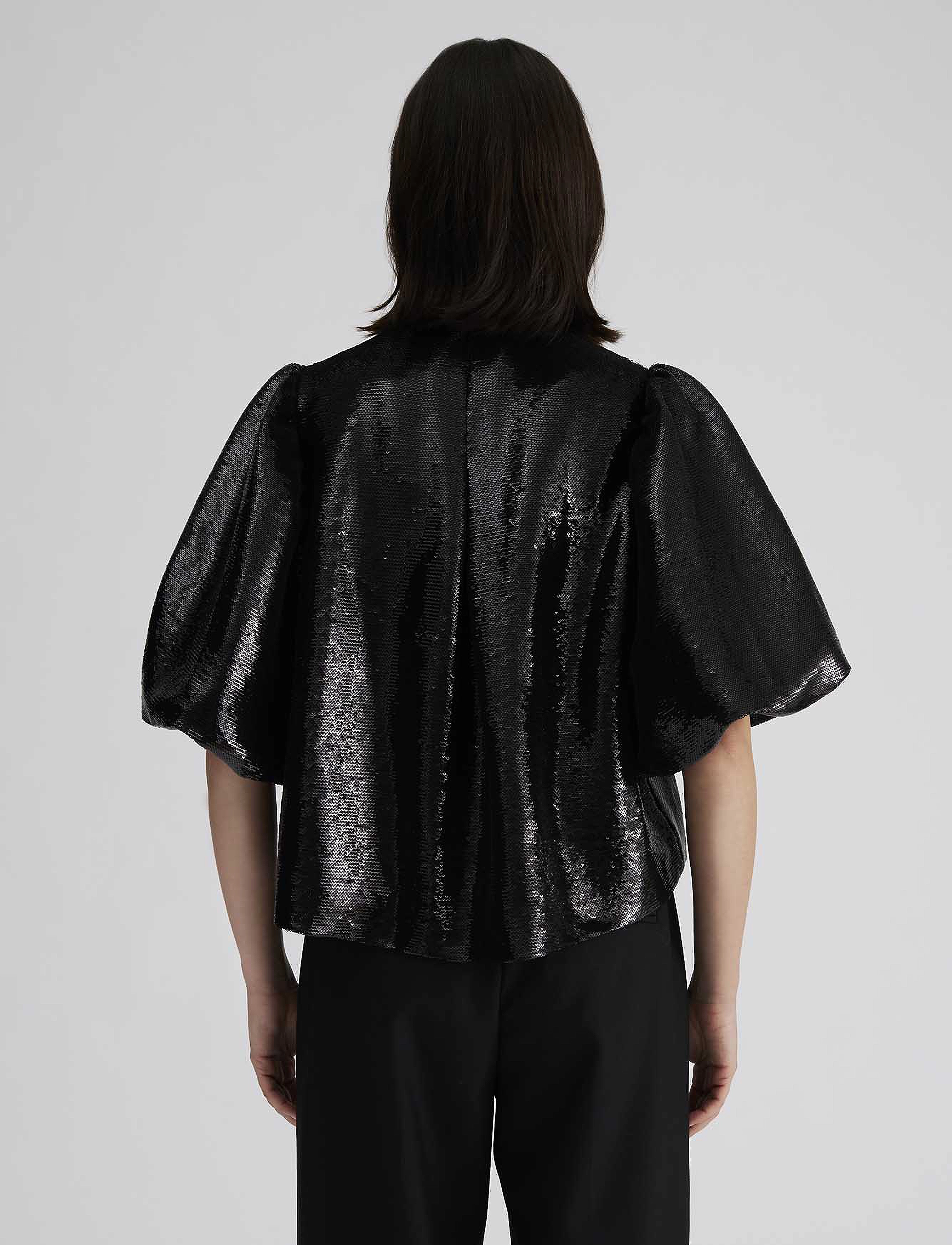 Malina - Cleo Blouse - lühikeste varrukatega pluusid - black sequin - 3