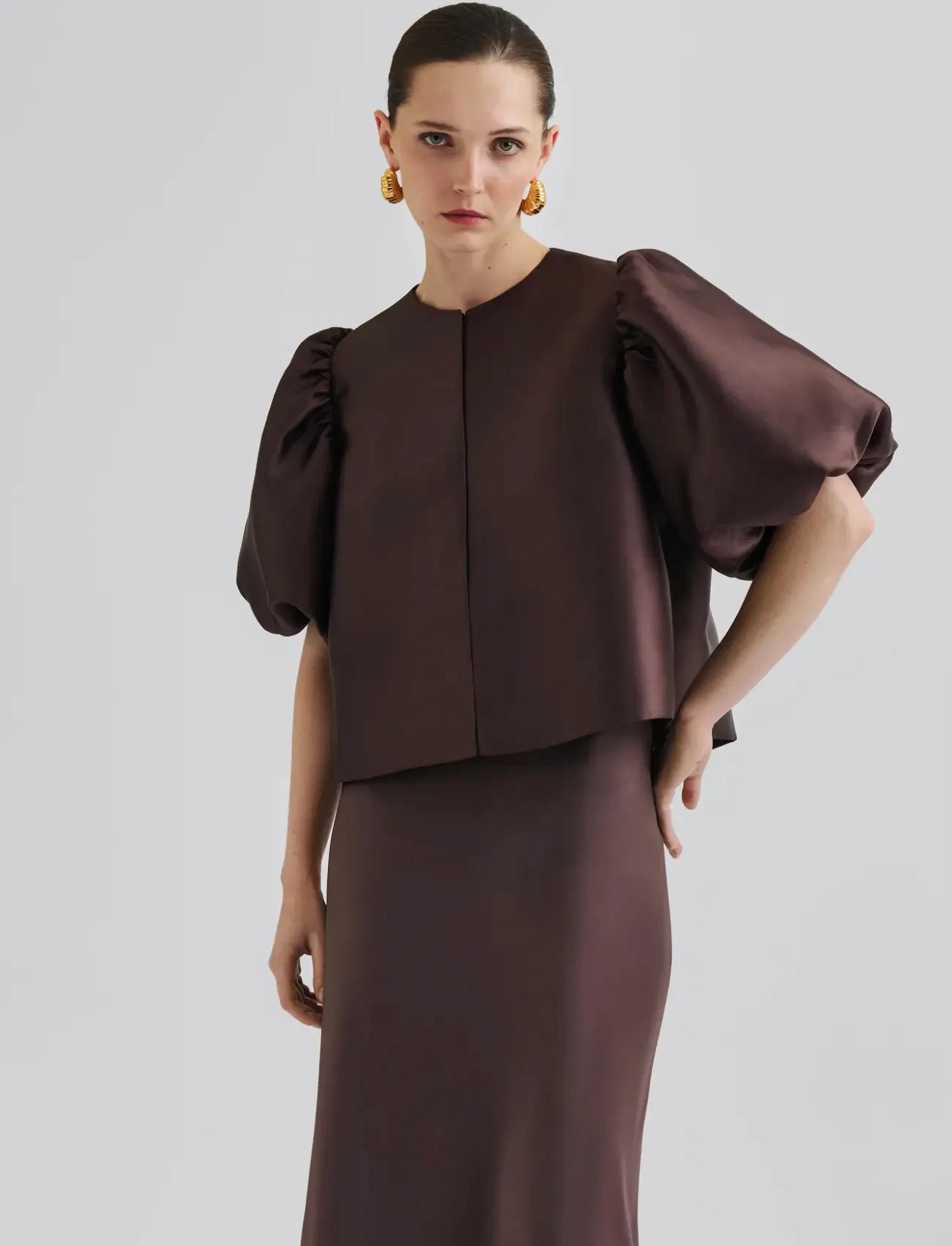 Malina - Cleo Blouse - kortærmede bluser - brown - 0