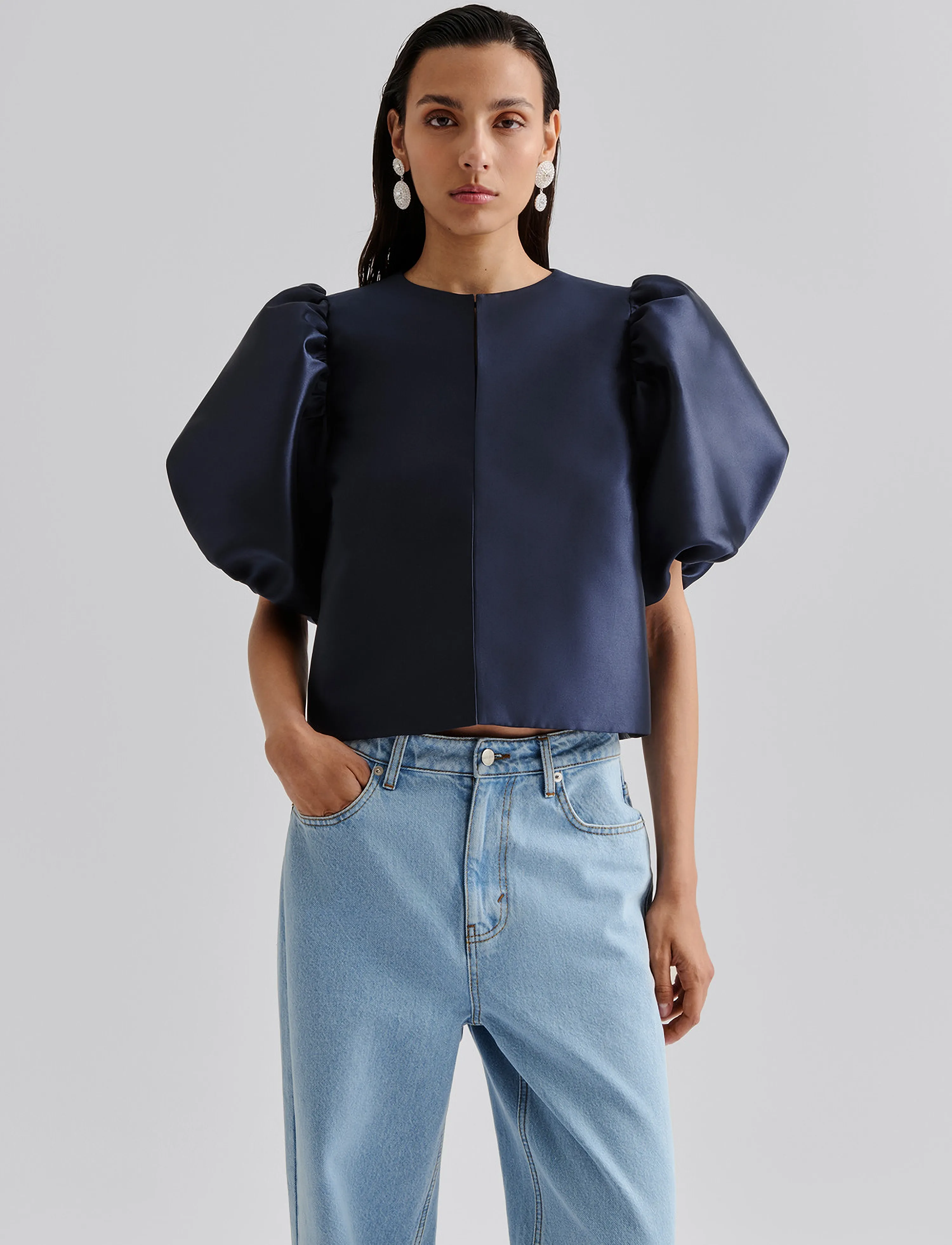 Malina - Cleo Blouse - kortærmede bluser - dark blue - 3