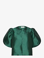 Cleo pouf sleeve blouse - DARK GREEN
