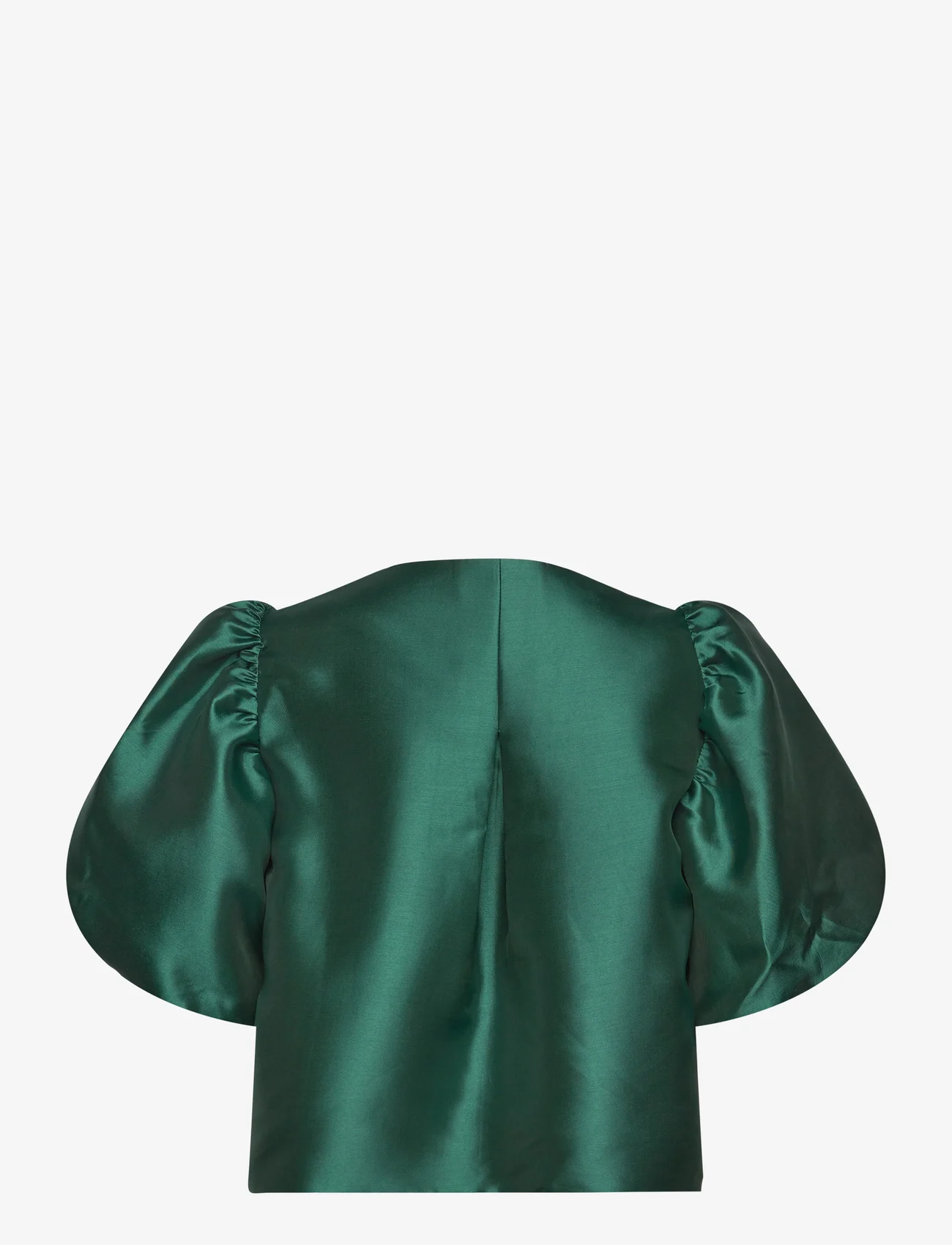 Malina - Cleo pouf sleeve blouse - kortermede bluser - dark green - 1