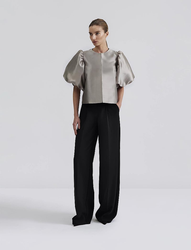 Malina - Cleo Blouse - kortærmede bluser - grey - 0