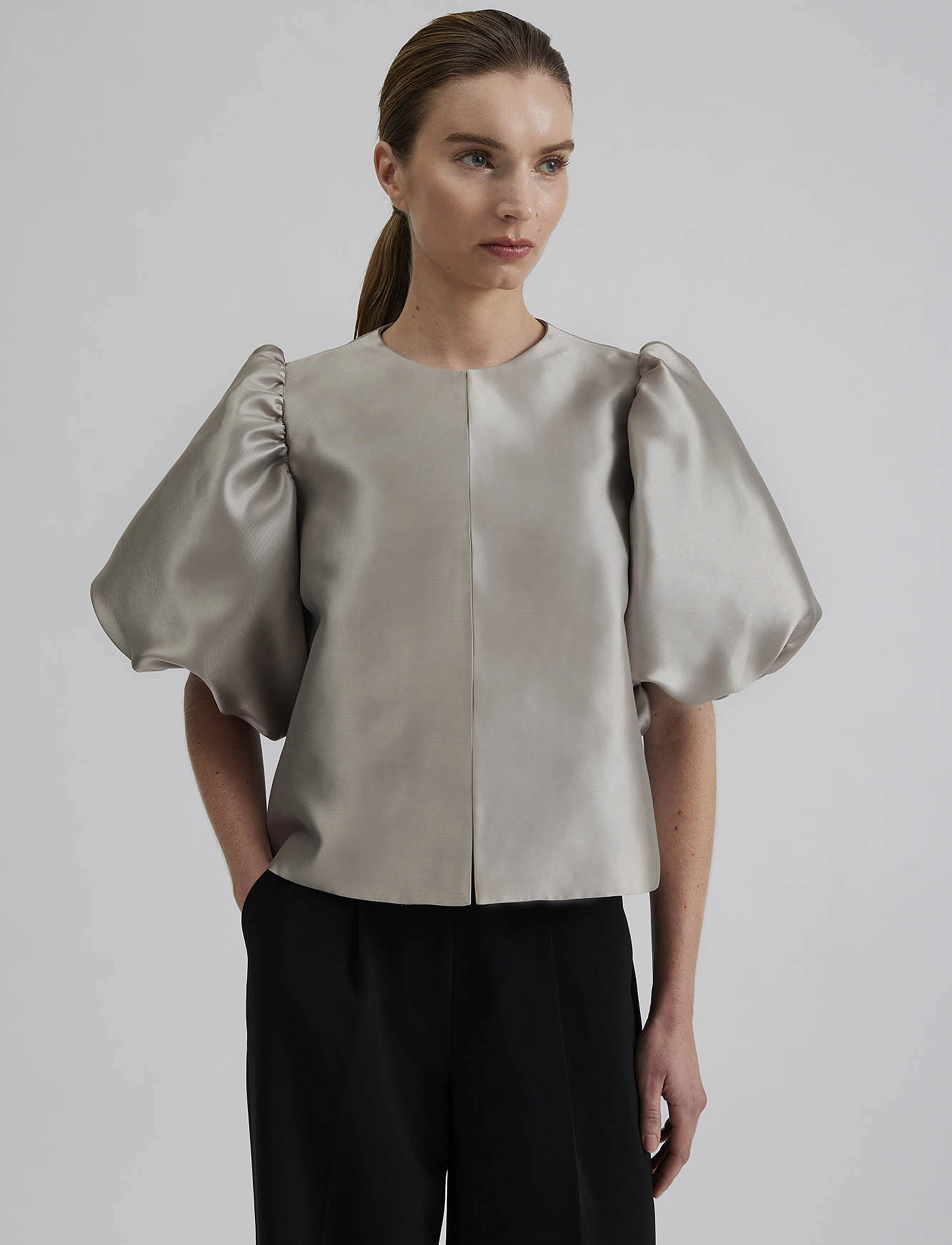 Malina - Cleo Blouse - kortärmade blusar - grey - 3