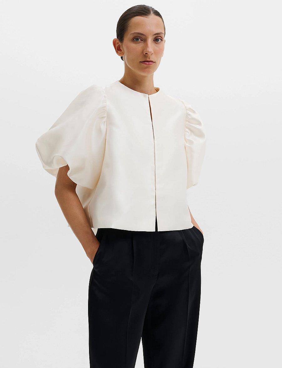 Malina - Cleo Blouse - kortärmade blusar - ivory - 3