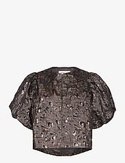 Malina - Cleo pouf sleeve blouse - kortärmade blusar - metallic smoke - 0