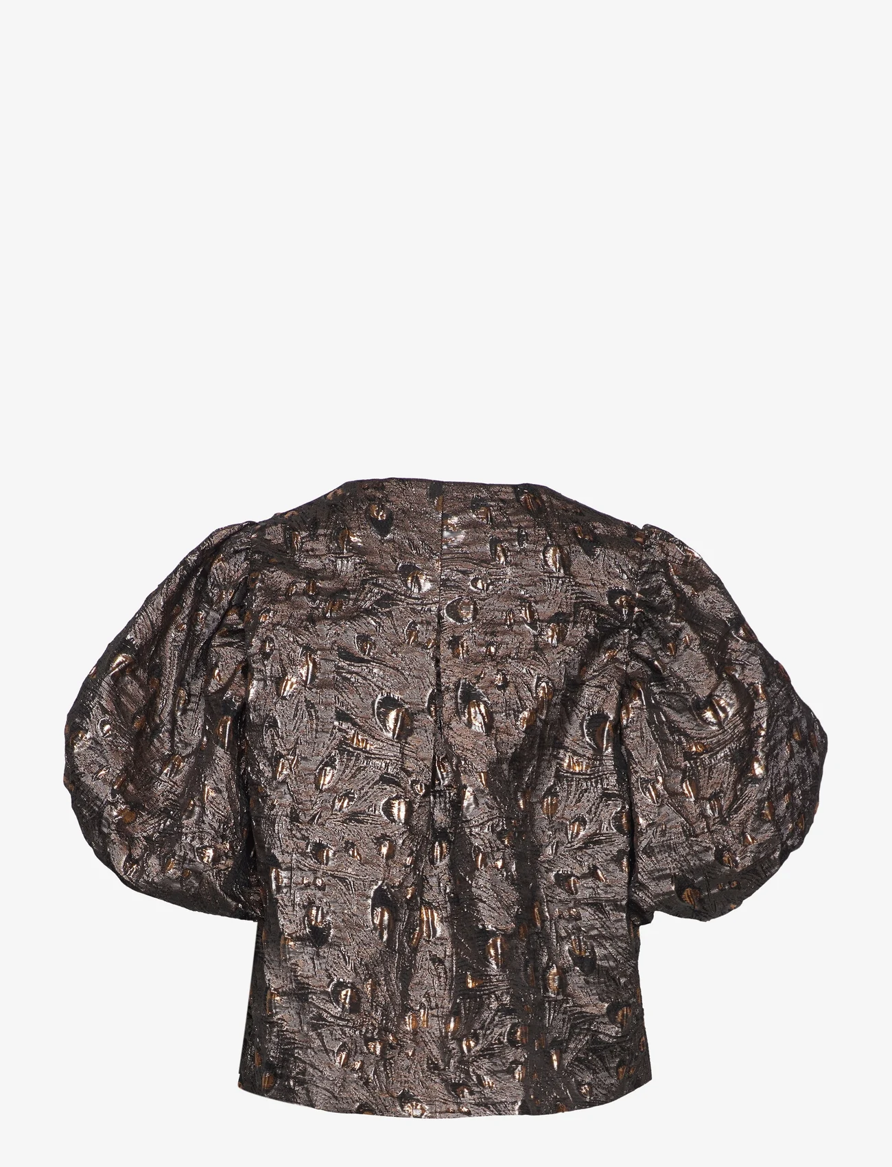 Malina - Cleo pouf sleeve blouse - short-sleeved blouses - metallic smoke - 1