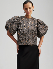 Malina - Cleo pouf sleeve blouse - short-sleeved blouses - metallic smoke - 4