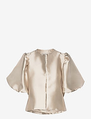 Cleo pouf sleeve blouse - SOFT BEIGE