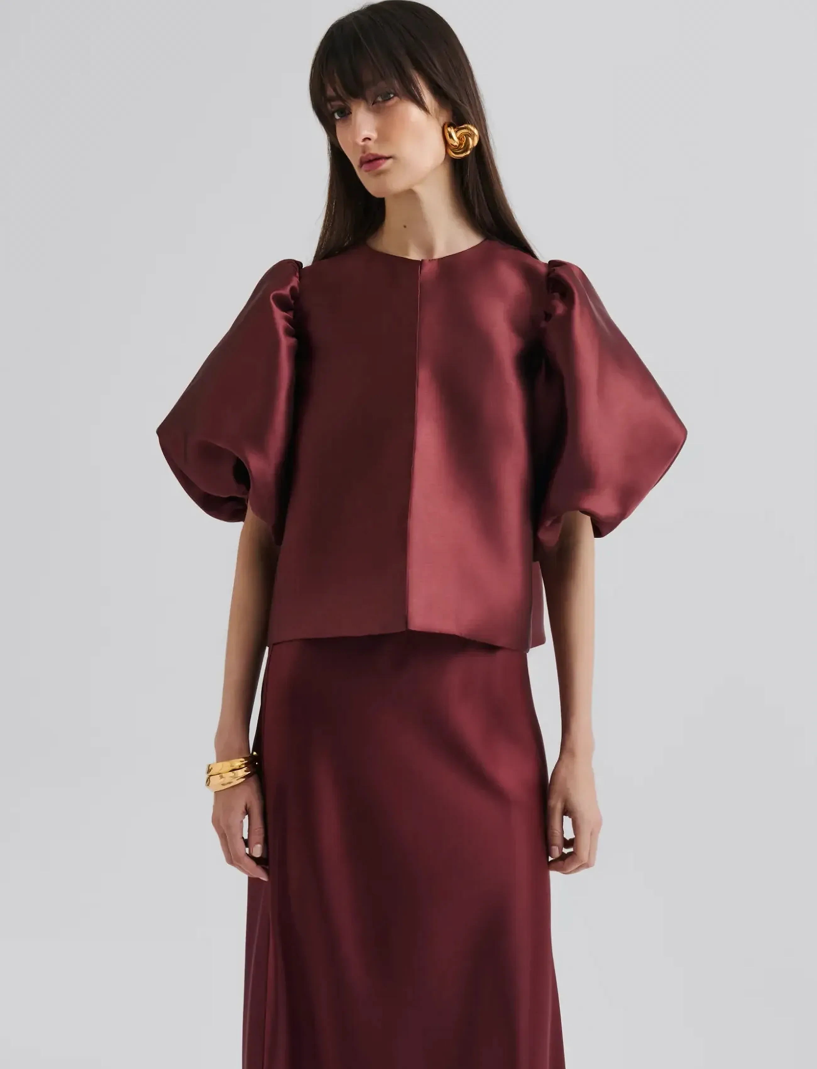 Malina Cleo Blouse, L, Red, Bluser > Kortærmede, Dame