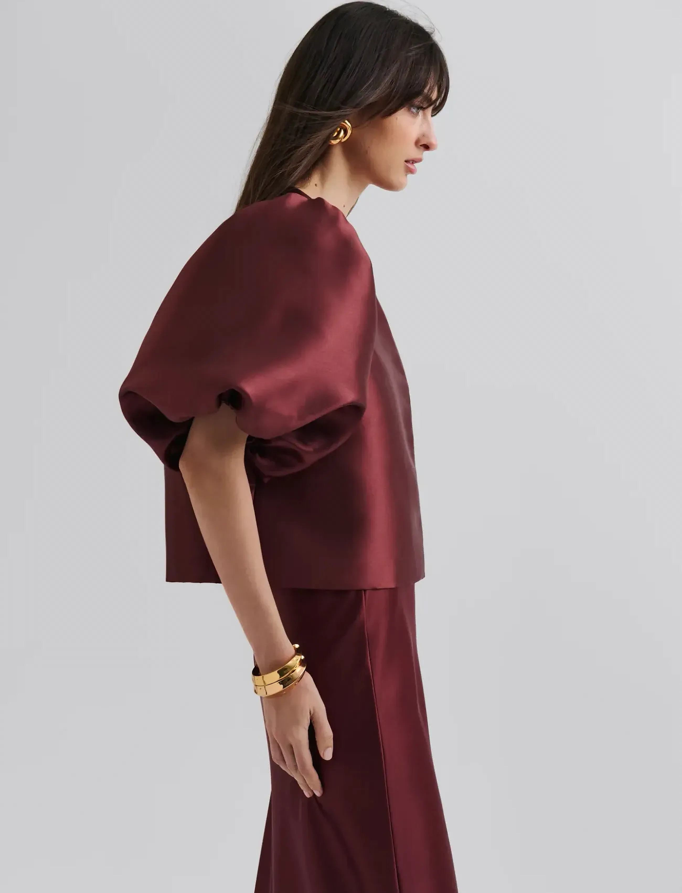 Malina - Cleo Blouse - kortærmede bluser - wine - 4