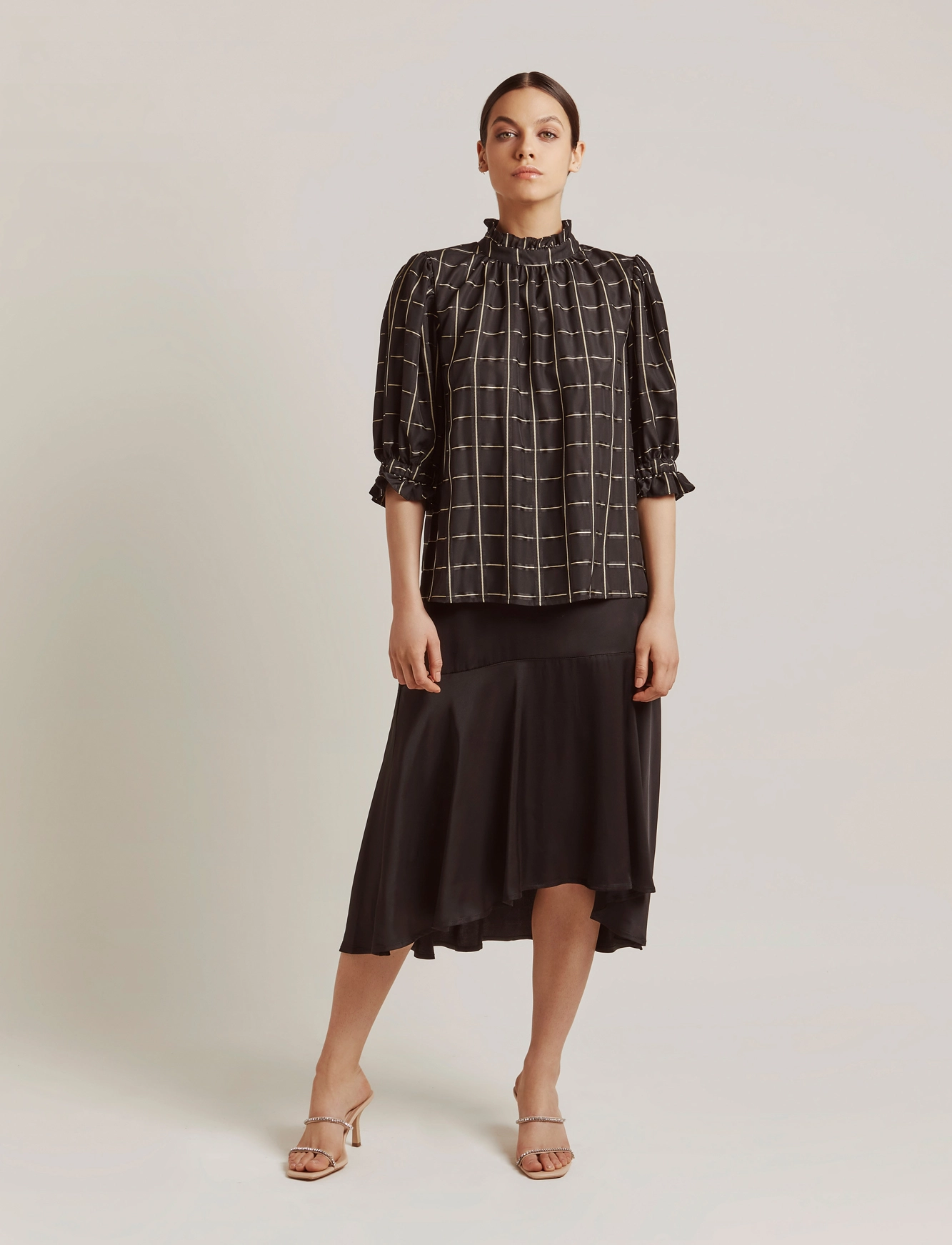 By Malina - Calla blouse - black check - 2