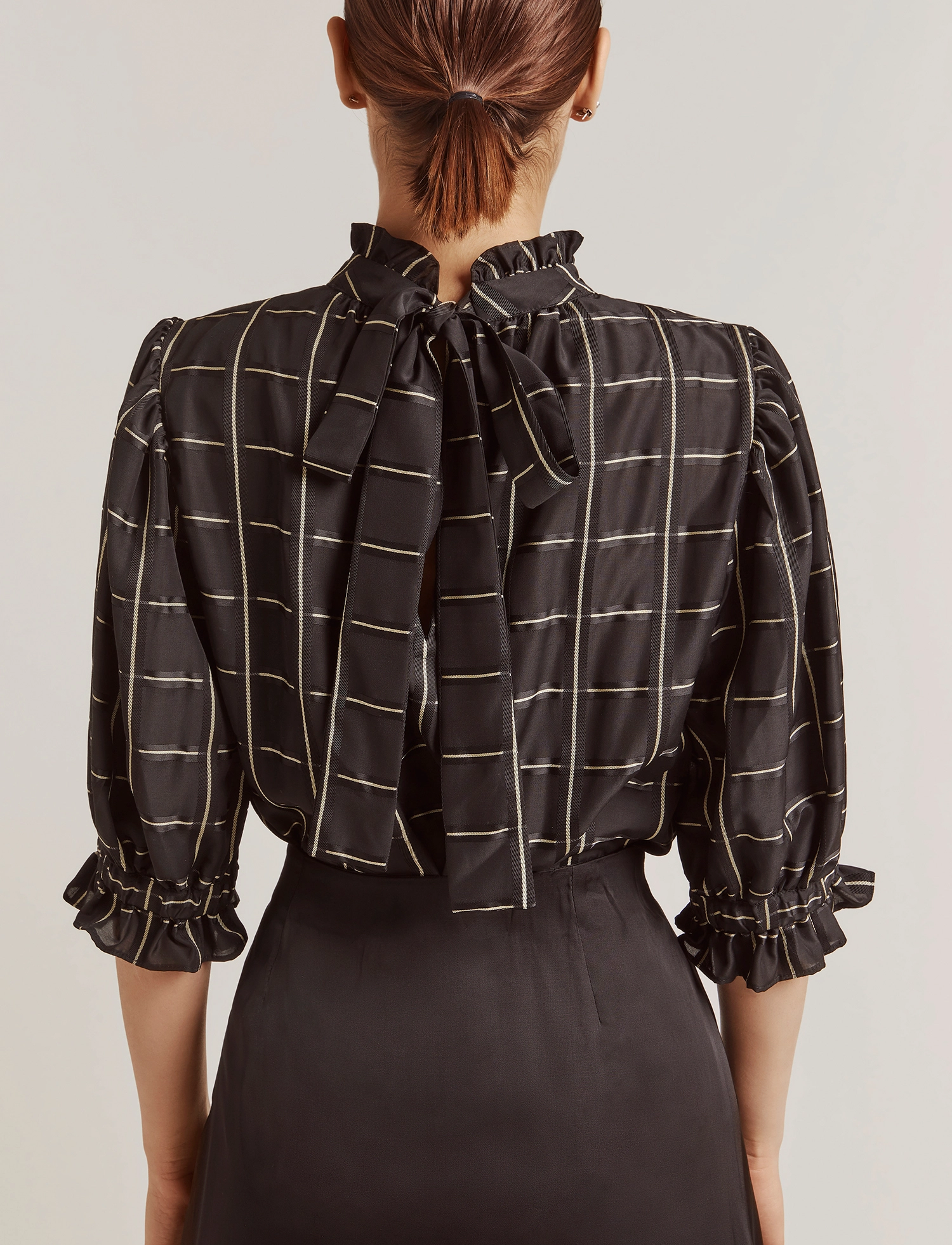 By Malina - Calla blouse - black check - 4