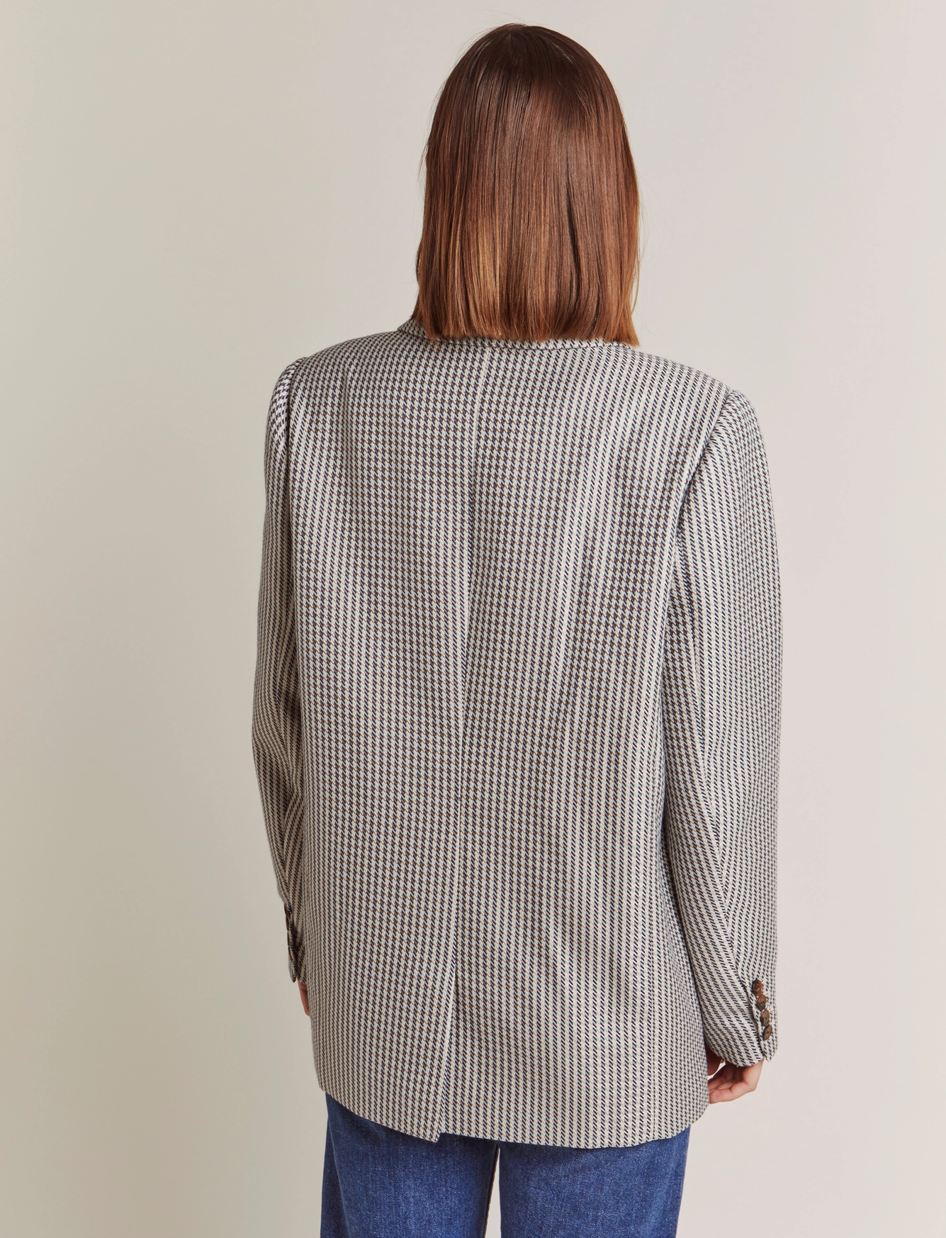 Malina - Vera single breasted blazer - dove blue check - 3