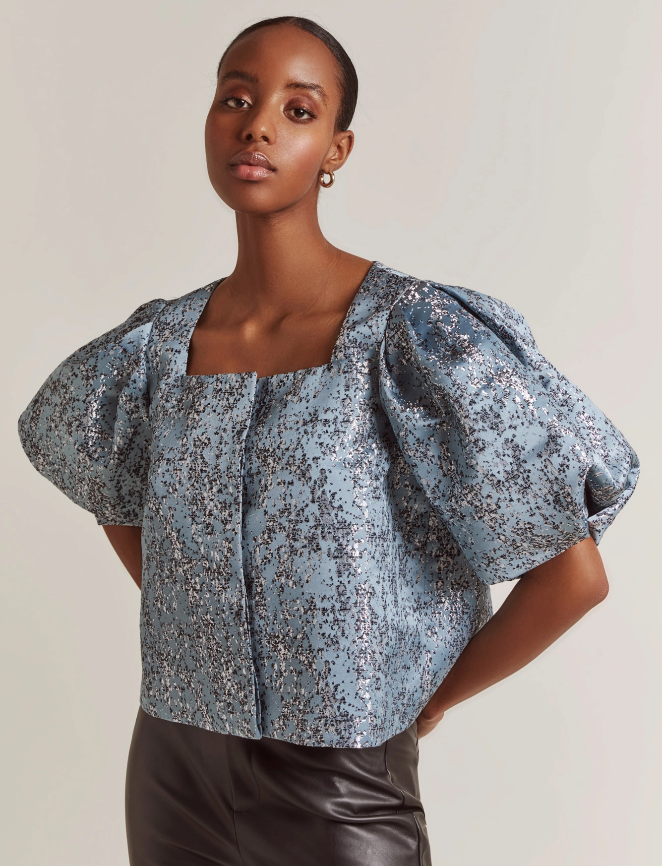 Malina - Annie blouse - dove blue metallic - 2