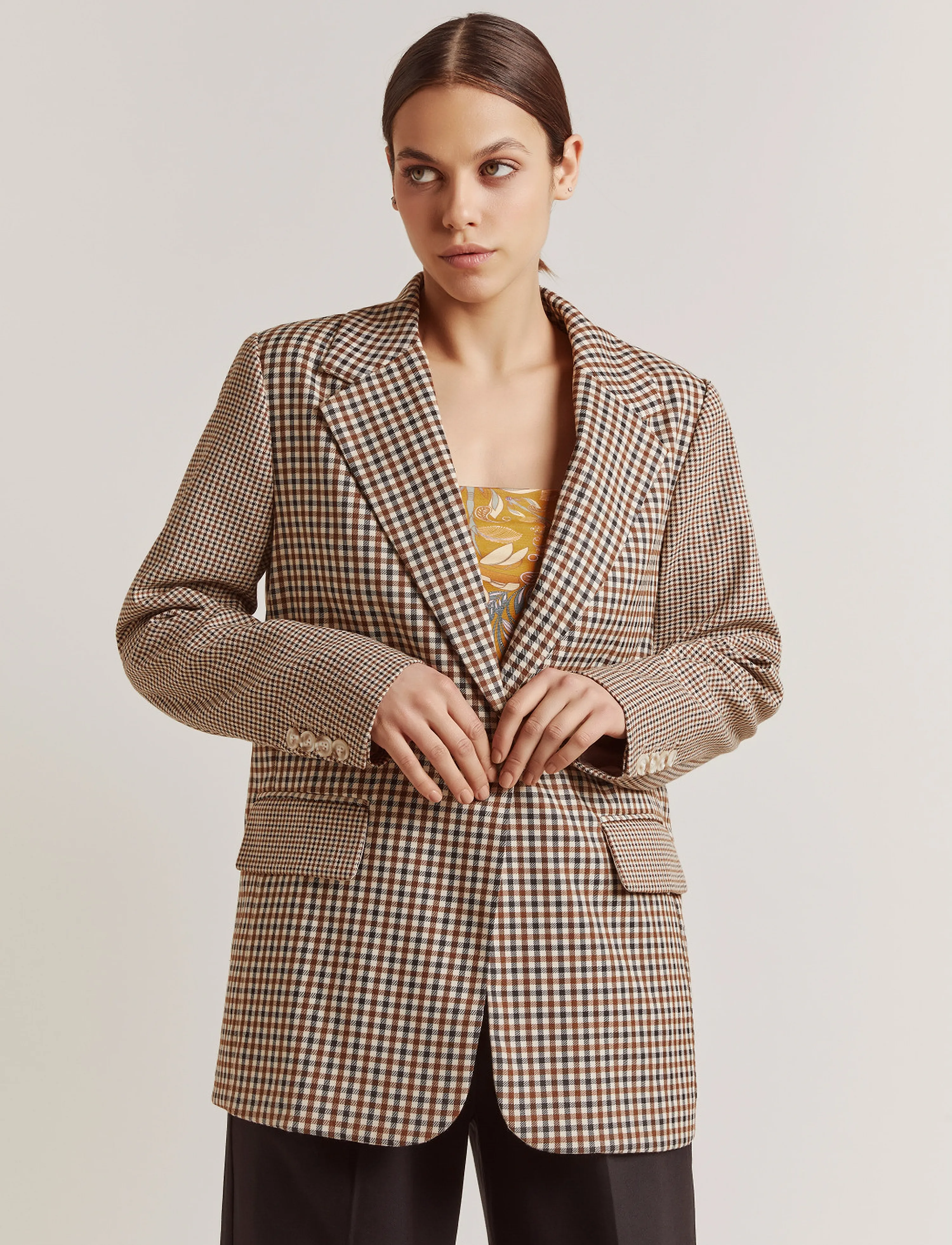 Malina - Leah blazer - cognac check - 3