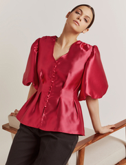 Malina - Aida Blouse - short-sleeved blouses - cherry - 2