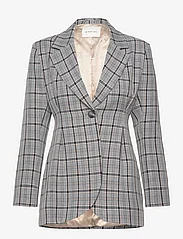 Malina - Clover one-button blazer - odzież imprezowa w cenach outletowych - stone grey check - 0