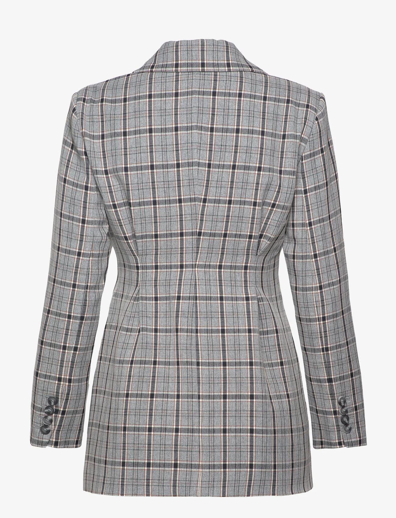 Malina - Clover one-button blazer - festklær til outlet-priser - stone grey check - 1
