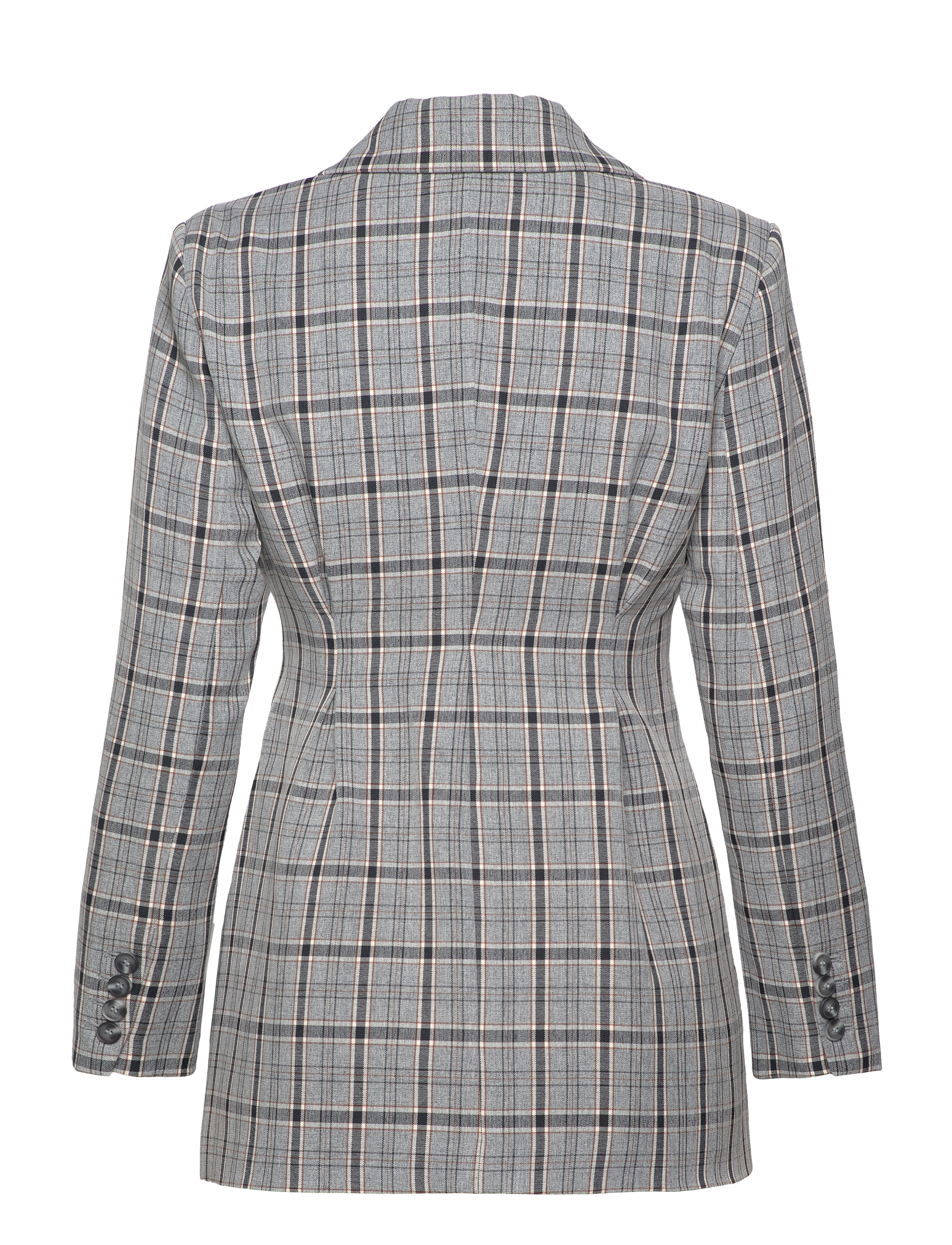 Malina - Clover one-button blazer - stone grey check - 2