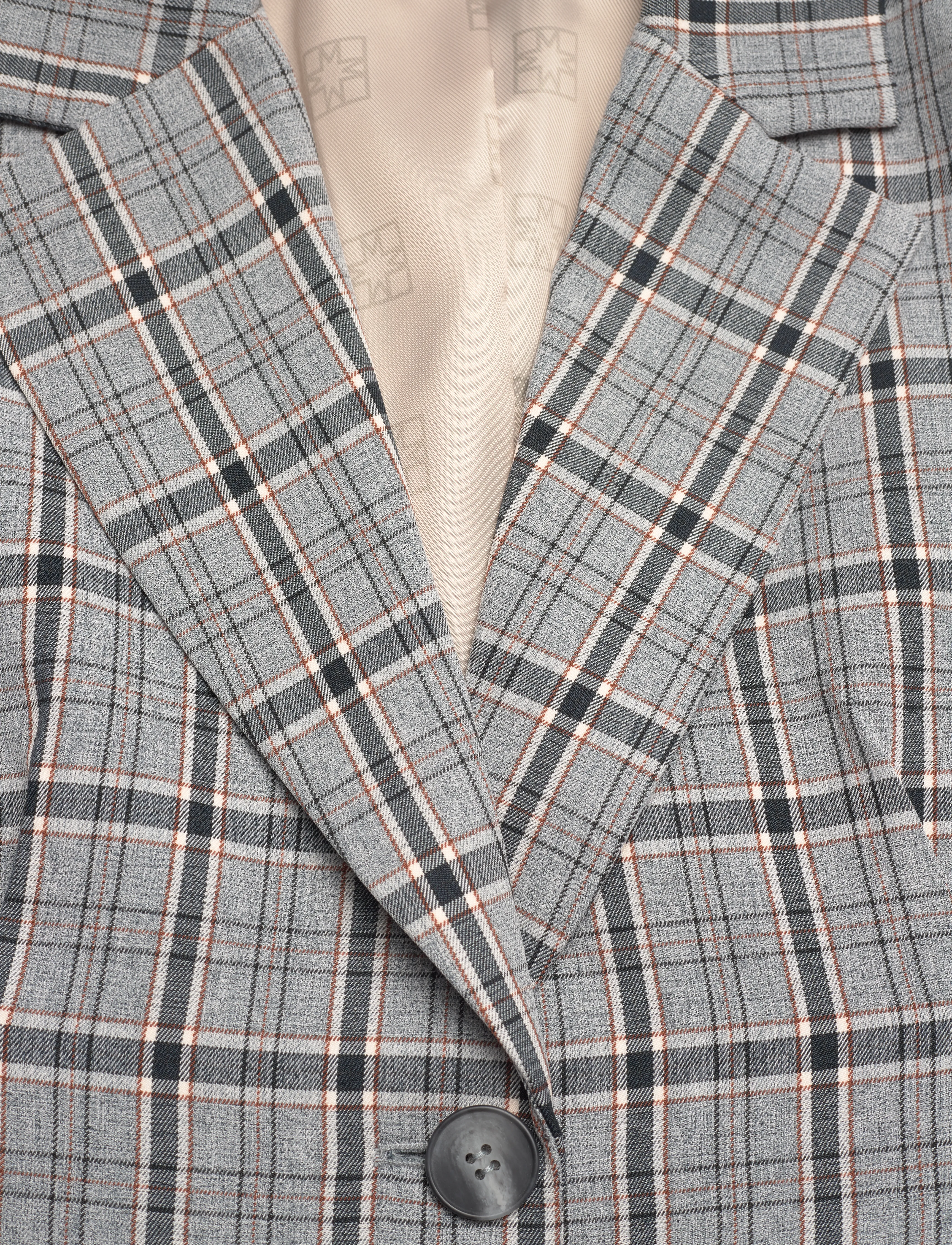 Malina - Clover one-button blazer - stone grey check - 3