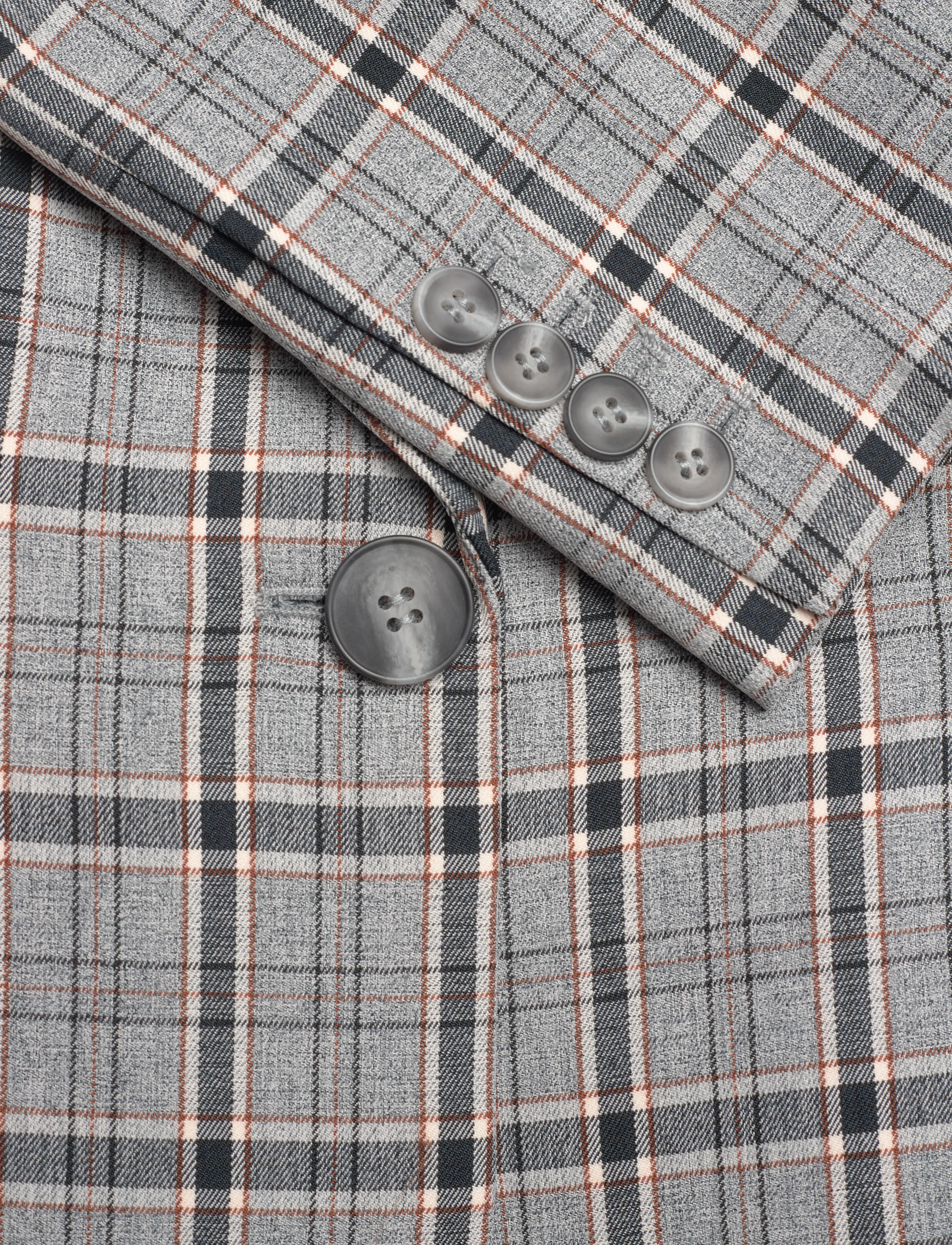 Malina - Clover one-button blazer - stone grey check - 4