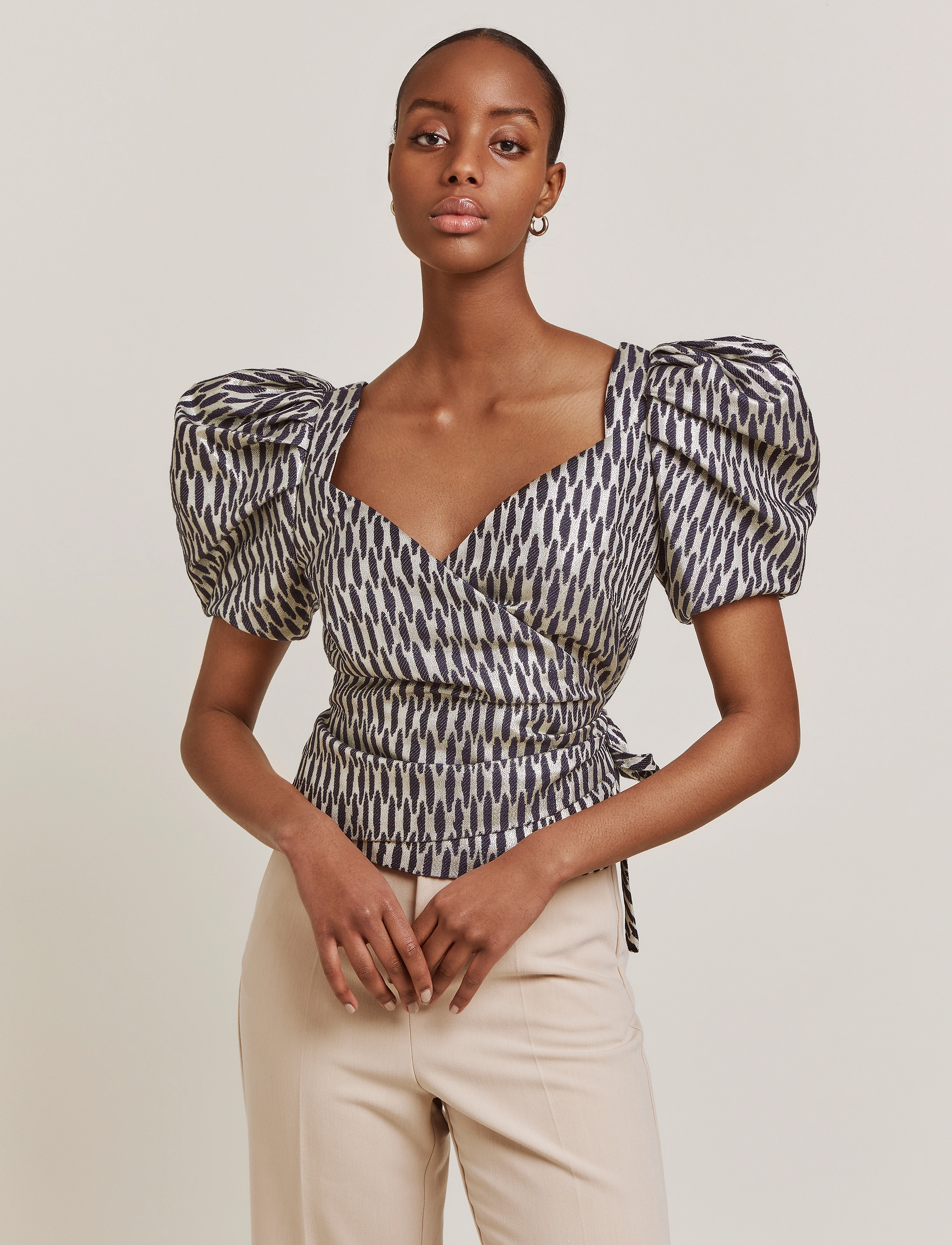 Malina - Ditte Wrap Blouse - midnight blue metallic - 3