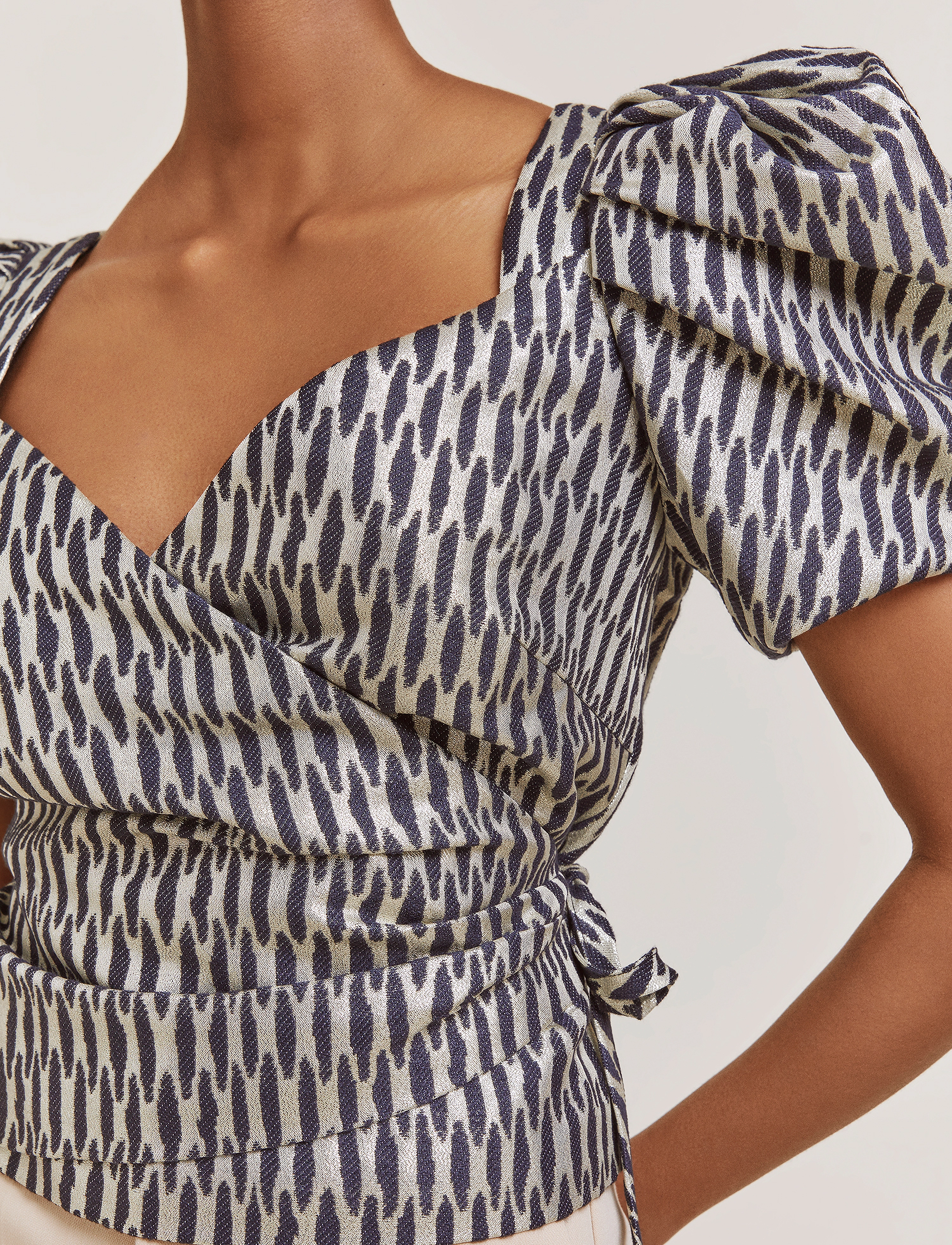 Malina - Ditte Wrap Blouse - midnight blue metallic - 4