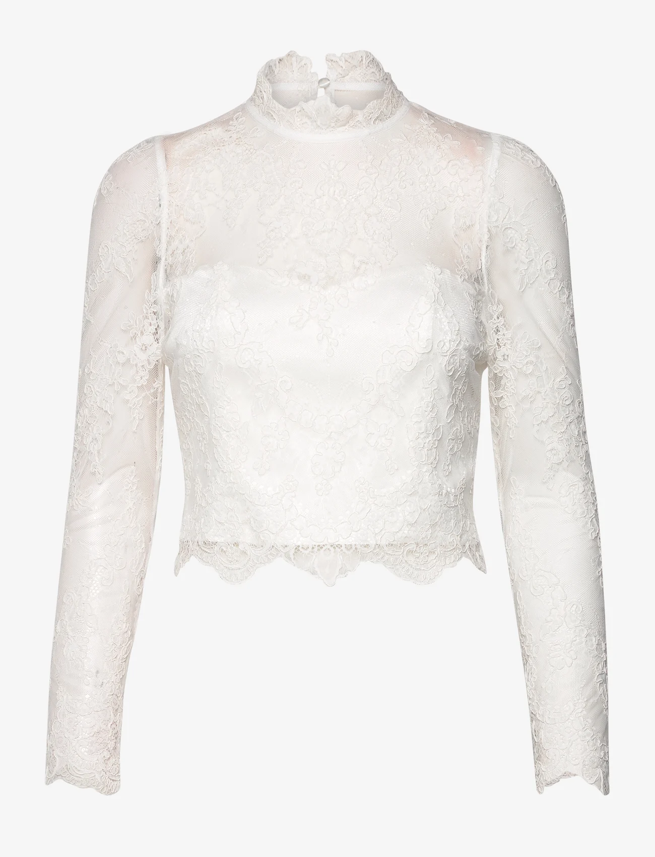 Malina - Josie turtleneck lace bridal top - langärmlige blusen - ivory - 0