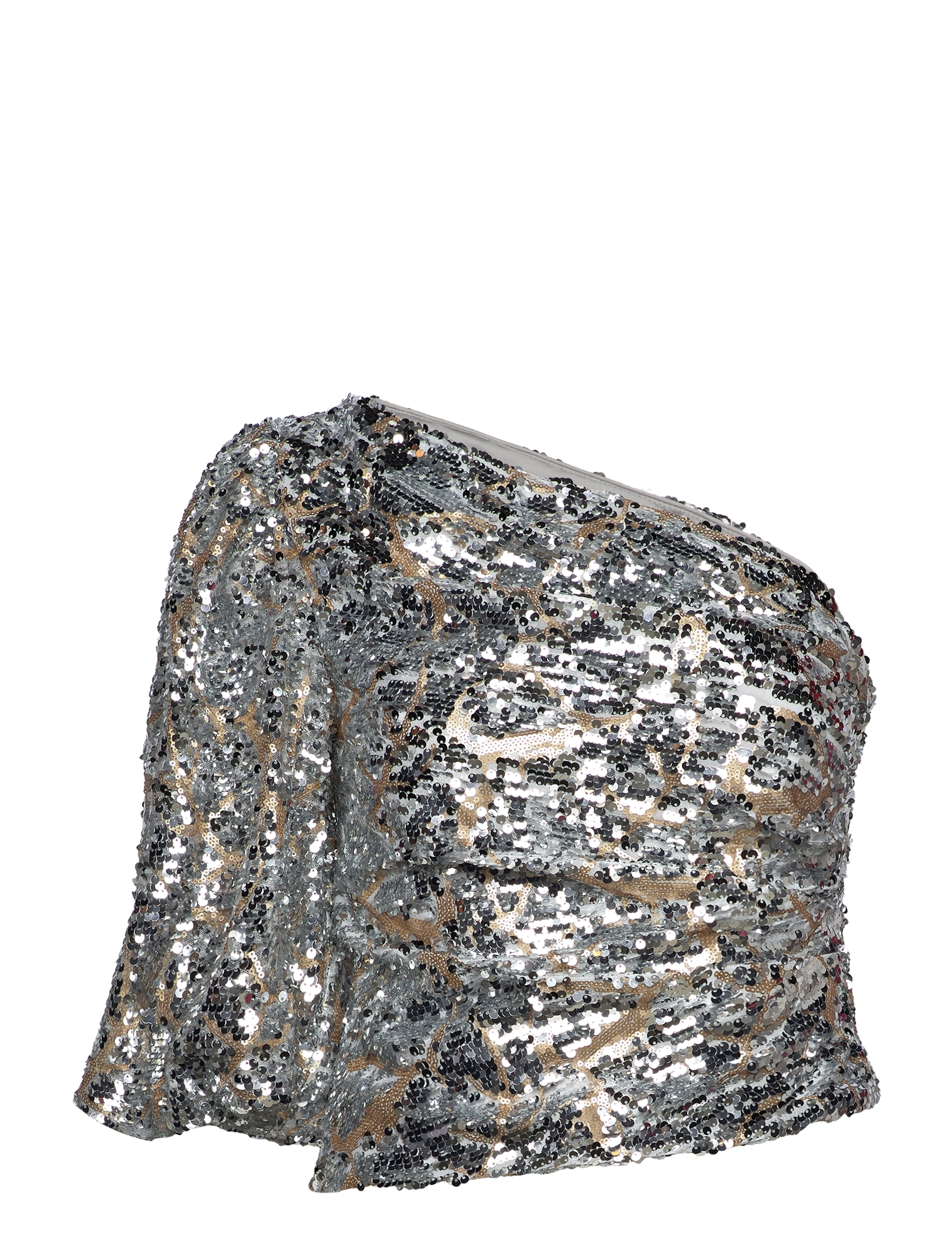 Malina - Mara one-shoulder top - stone grey sequin - 0