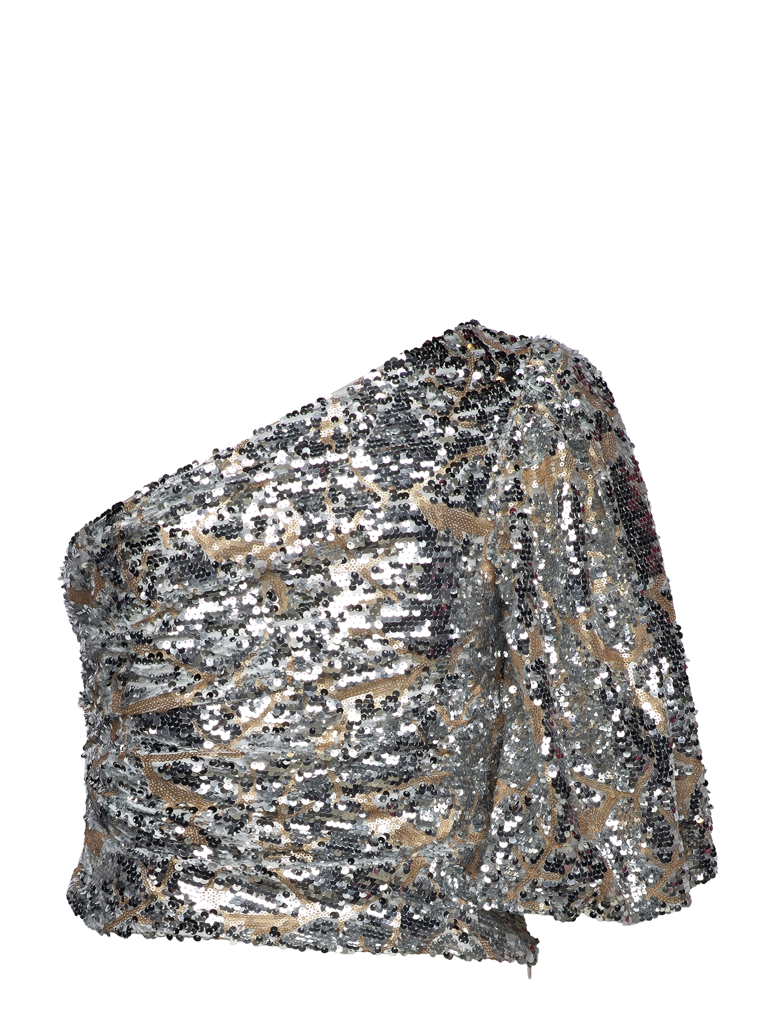 Malina - Mara one-shoulder top - stone grey sequin - 1