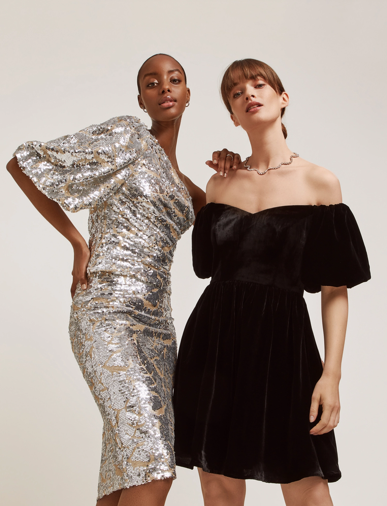 Malina - Mara one-shoulder top - stone grey sequin - 4