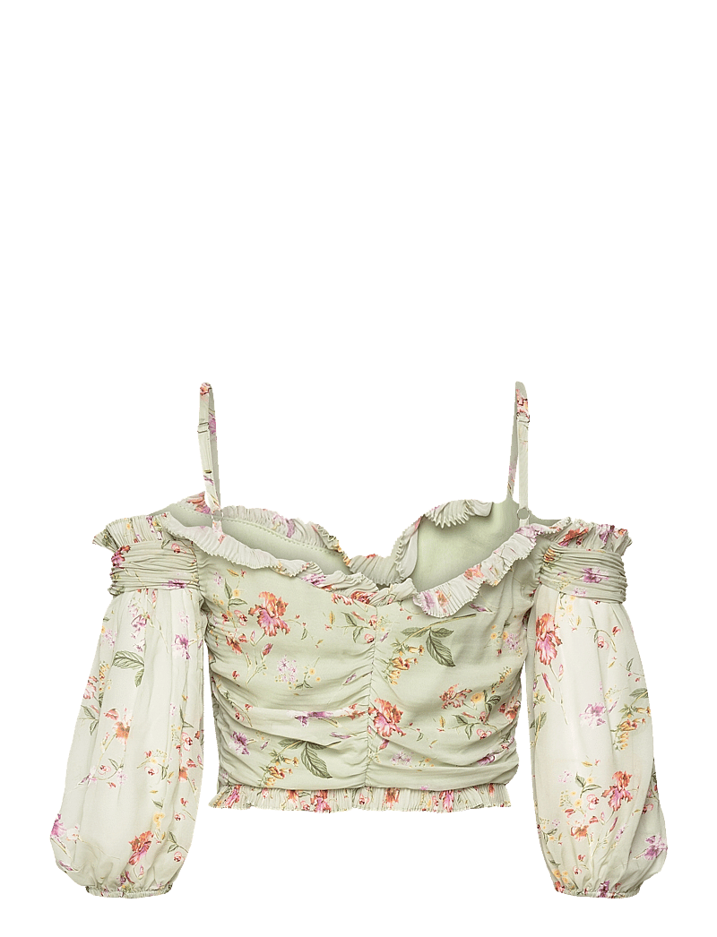Malina - Tessa Top - crop tops - soft floral pistachio - 2