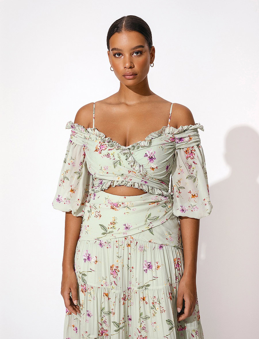 Malina - Tessa Top - soft floral pistachio - 3