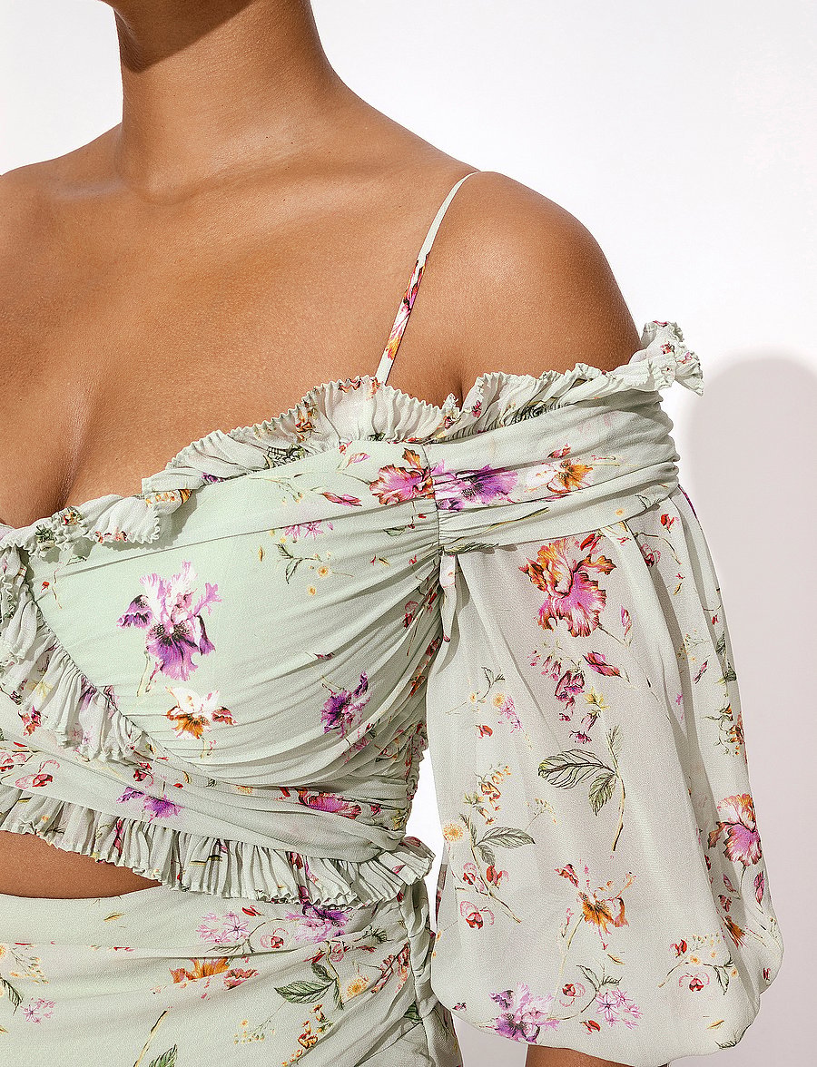 Malina - Tessa Top - soft floral pistachio - 4