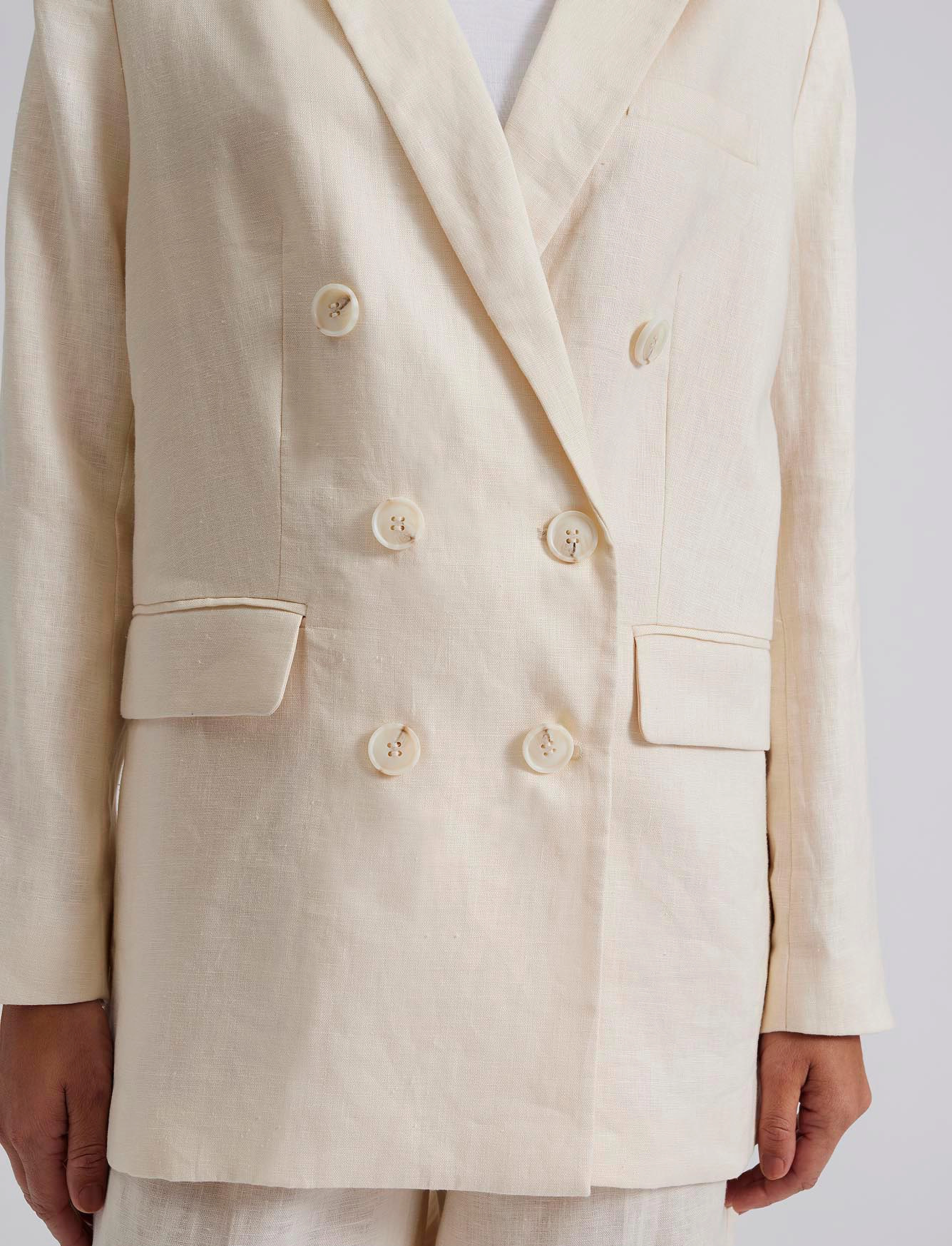 Malina - Celina oversized linen blazer - vanilla - 4