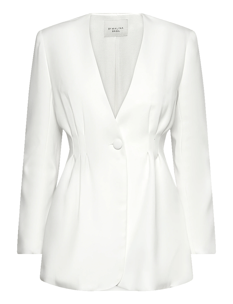 Malina - Juno collarless suit blazer - enkeltradede blazere - ivory - 0