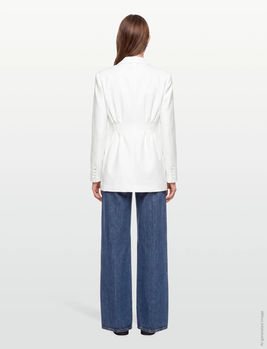 Malina - Juno collarless suit blazer - enkeltradede blazere - ivory - 4
