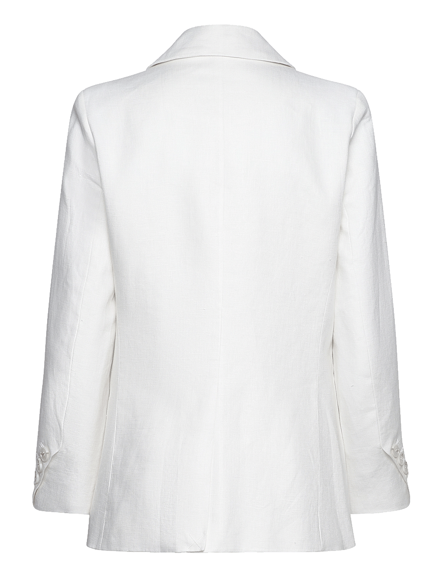 Malina - Vera fitted linen blazer - enkelknäppta kavajer - white - 2