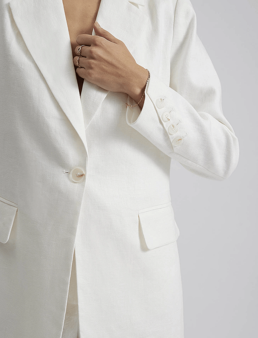 Malina - Vera fitted linen blazer - enkelknäppta kavajer - white - 5
