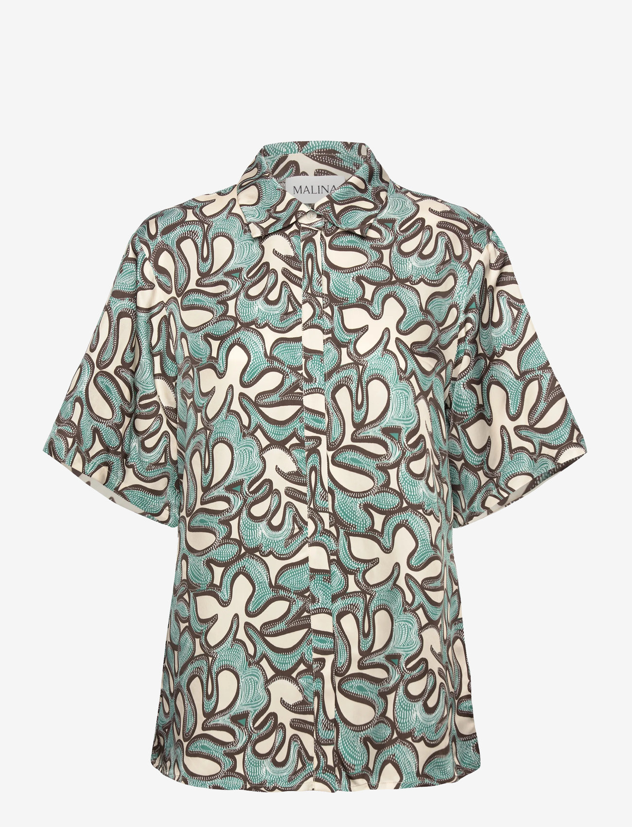 Malina - Gia Printed Short Sleeve shirt - hørskjorter - ocean corals - 1