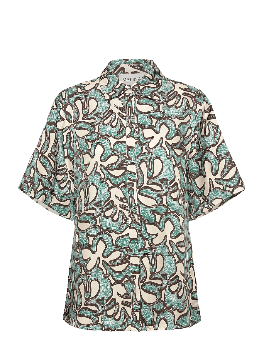 Malina - Gia Printed Short Sleeve shirt - leinenhemden - ocean corals - 1
