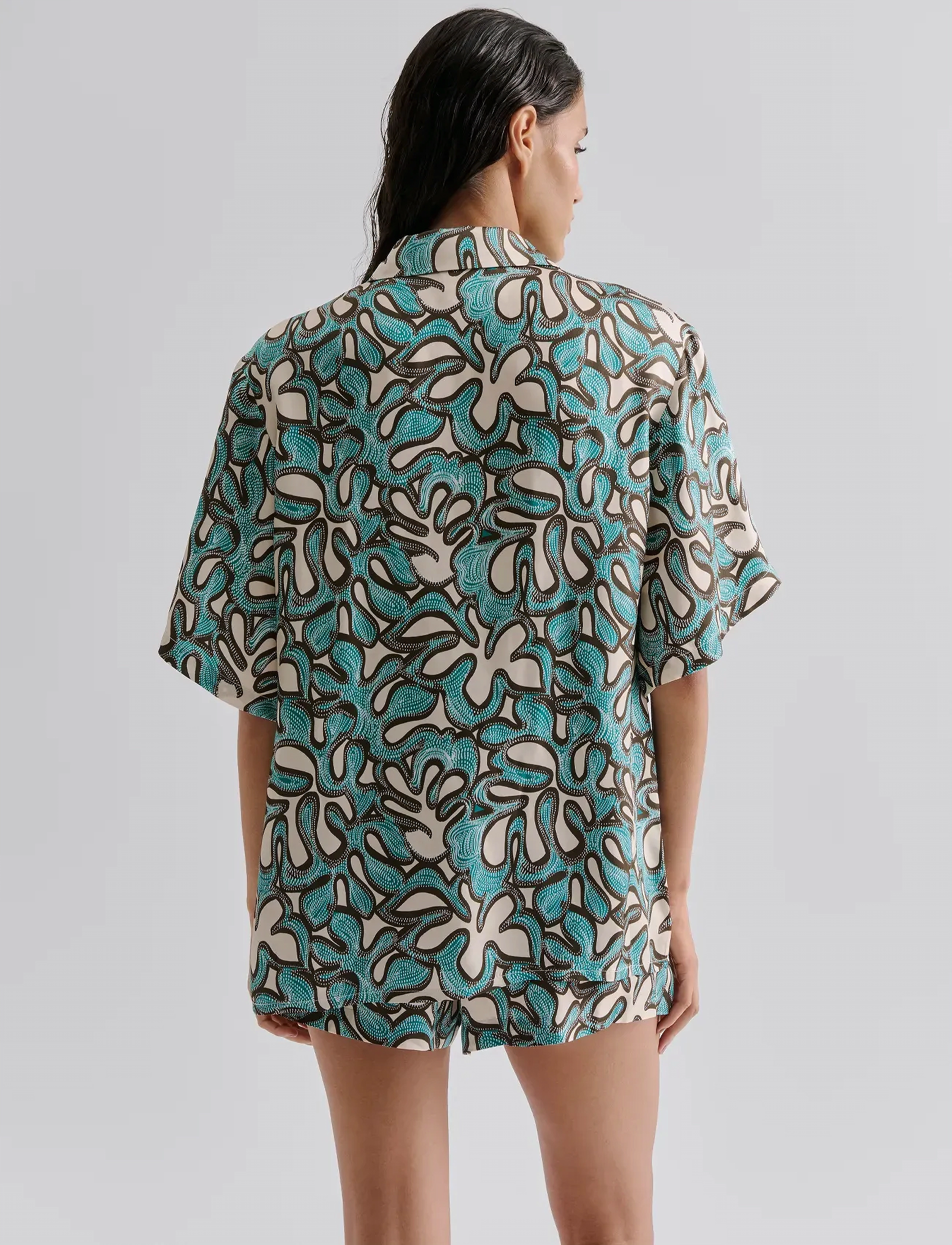 Malina - Gia Printed Short Sleeve shirt - leinenhemden - ocean corals - 3